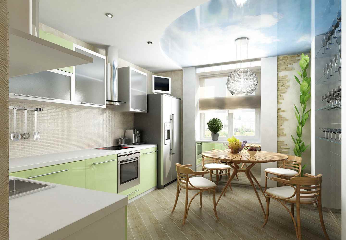 bright kitchen design option 7 sq.m