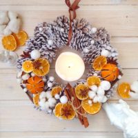 do-it-yourself example of using a light Christmas decor wreath photo