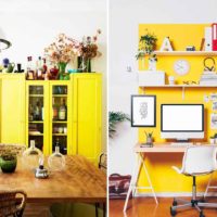 the option of using light yellow in the design of the room picture