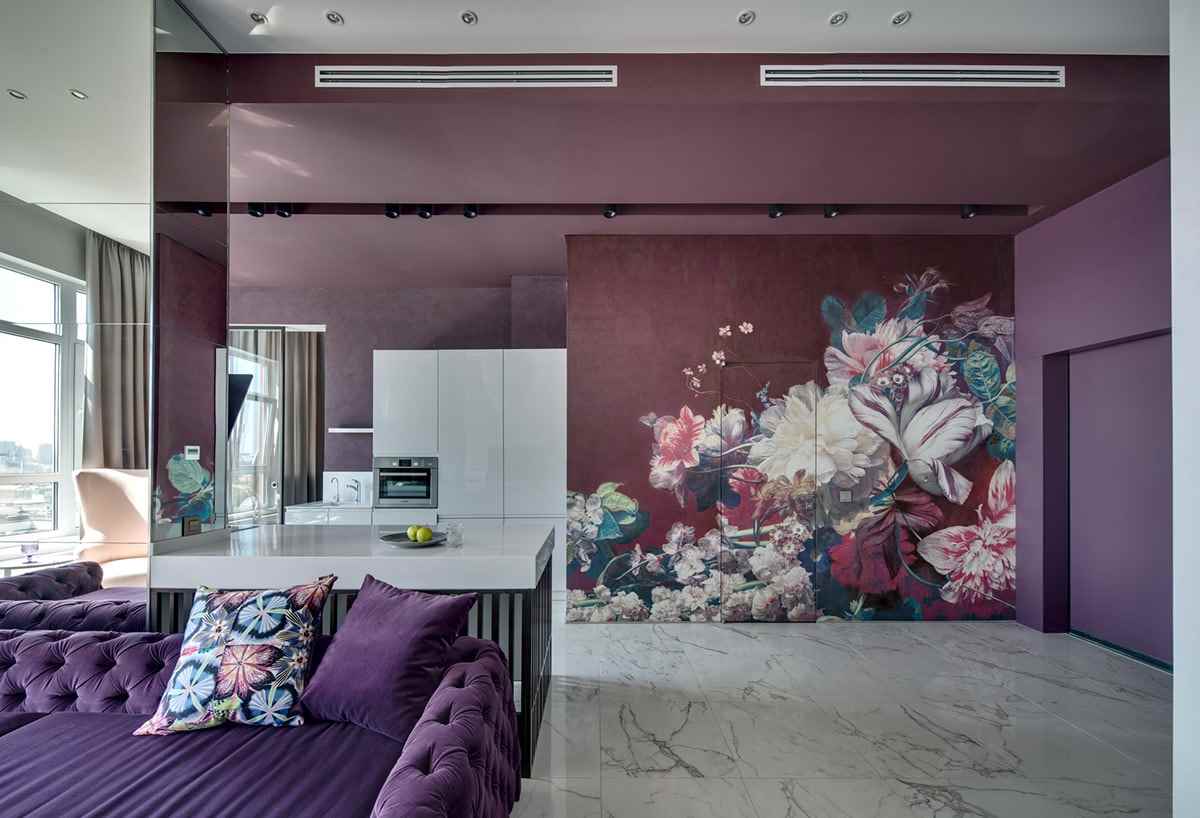 the idea of ​​using light lilac in the interior