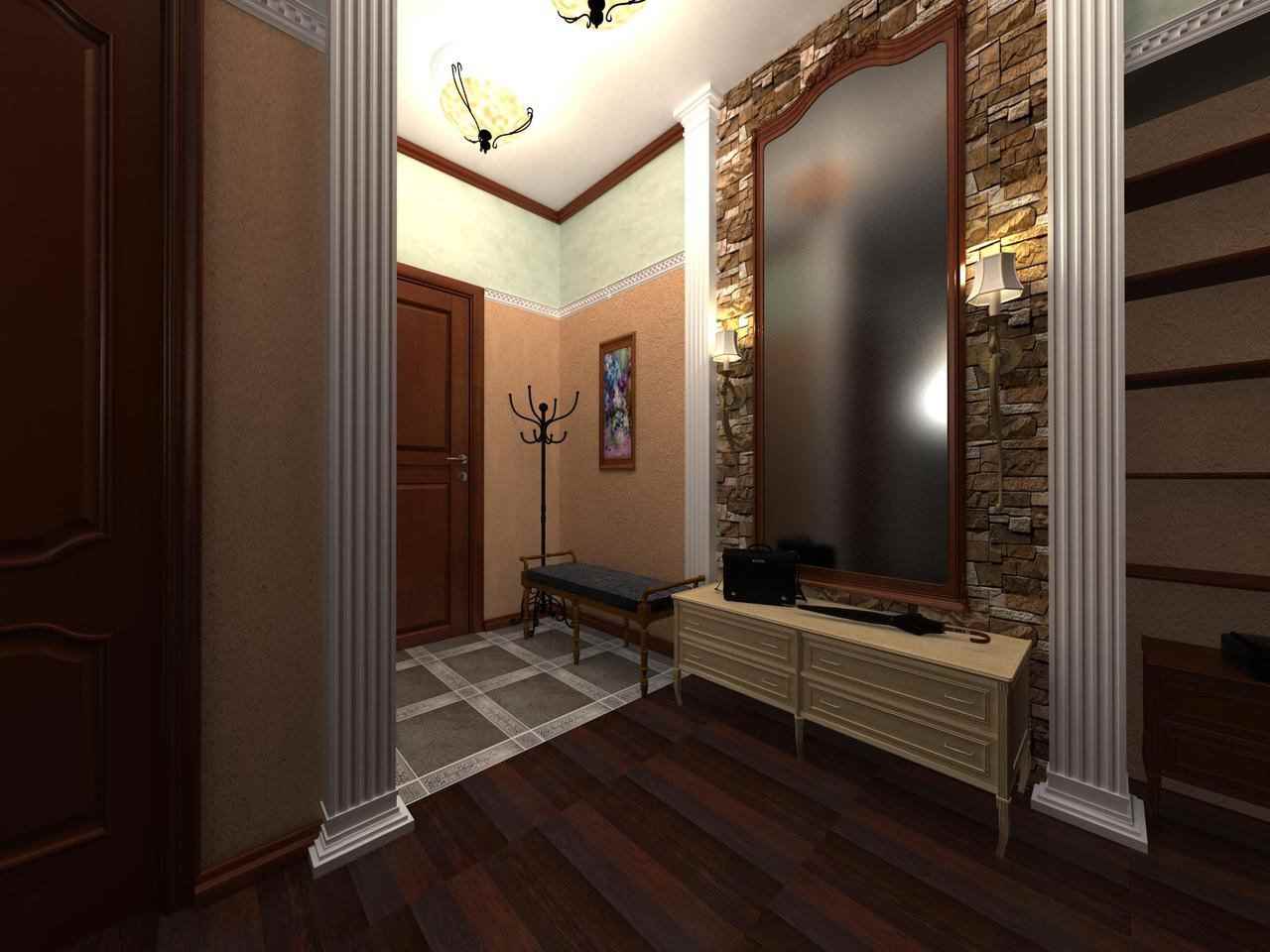 the idea of ​​an unusual design of the hallway with mirrors