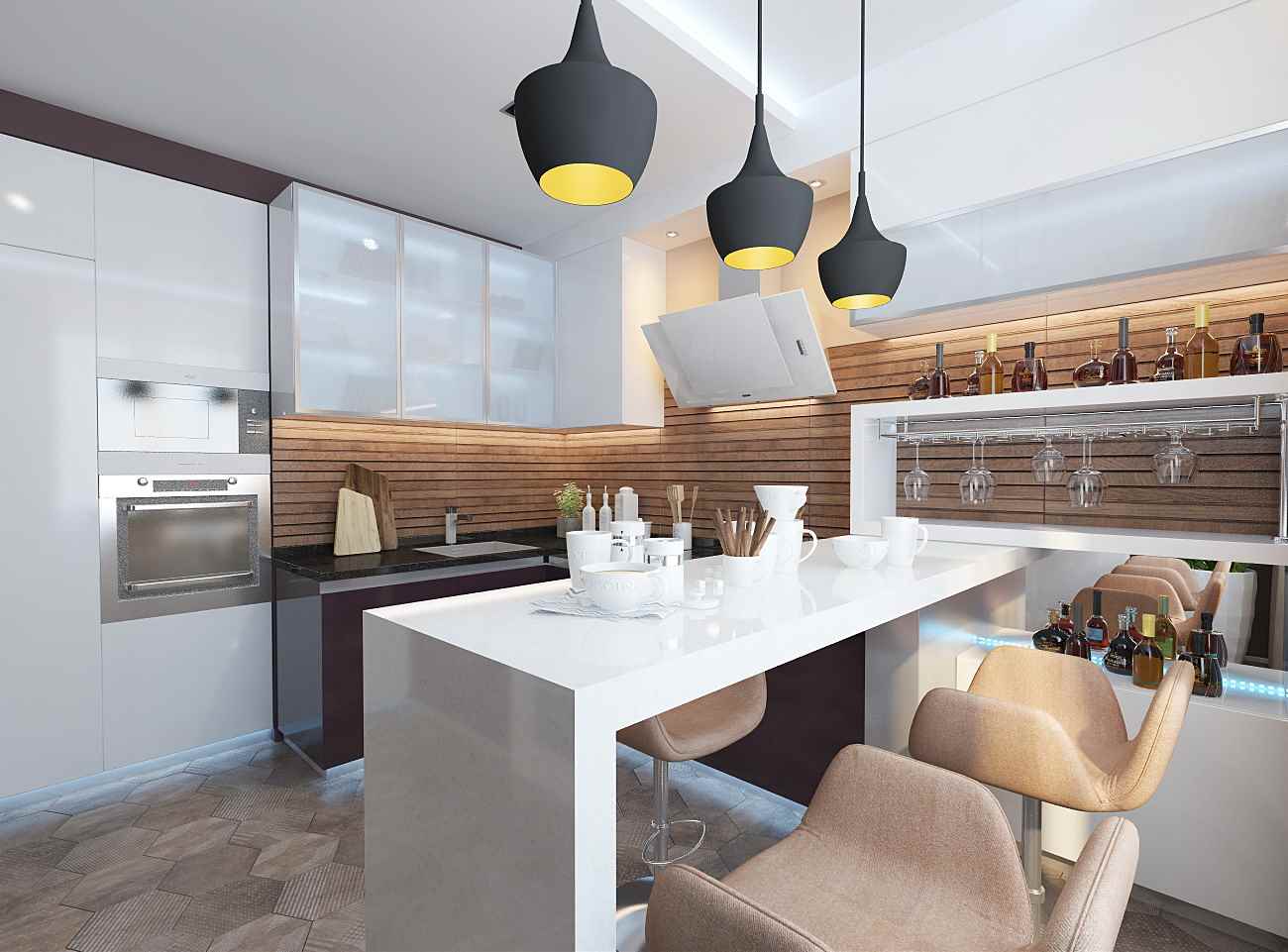 the idea of ​​an unusual interior of the kitchen is 13 sq.m