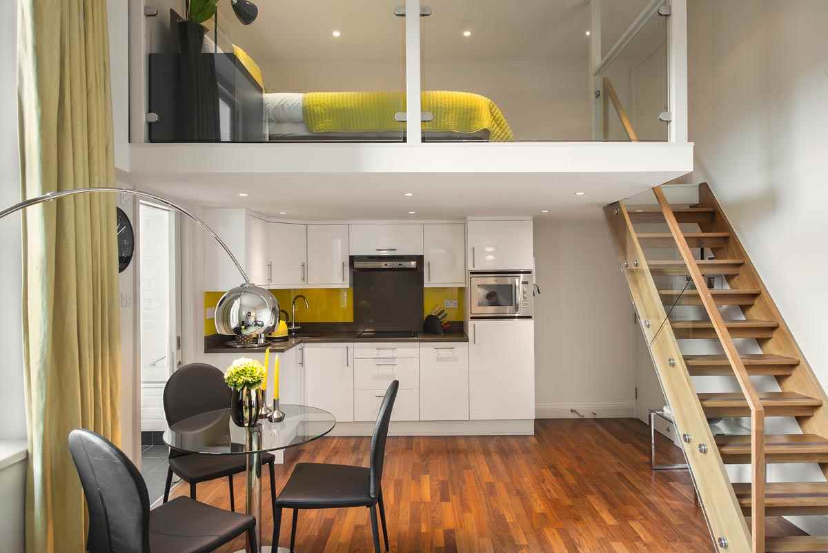 an example of an unusual decor of a studio apartment of 26 square meters