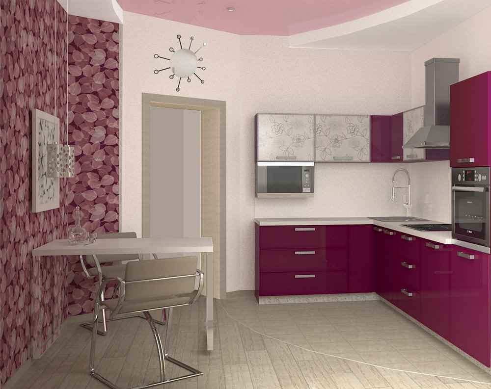 an example of an unusual style of kitchen 11 sq.m
