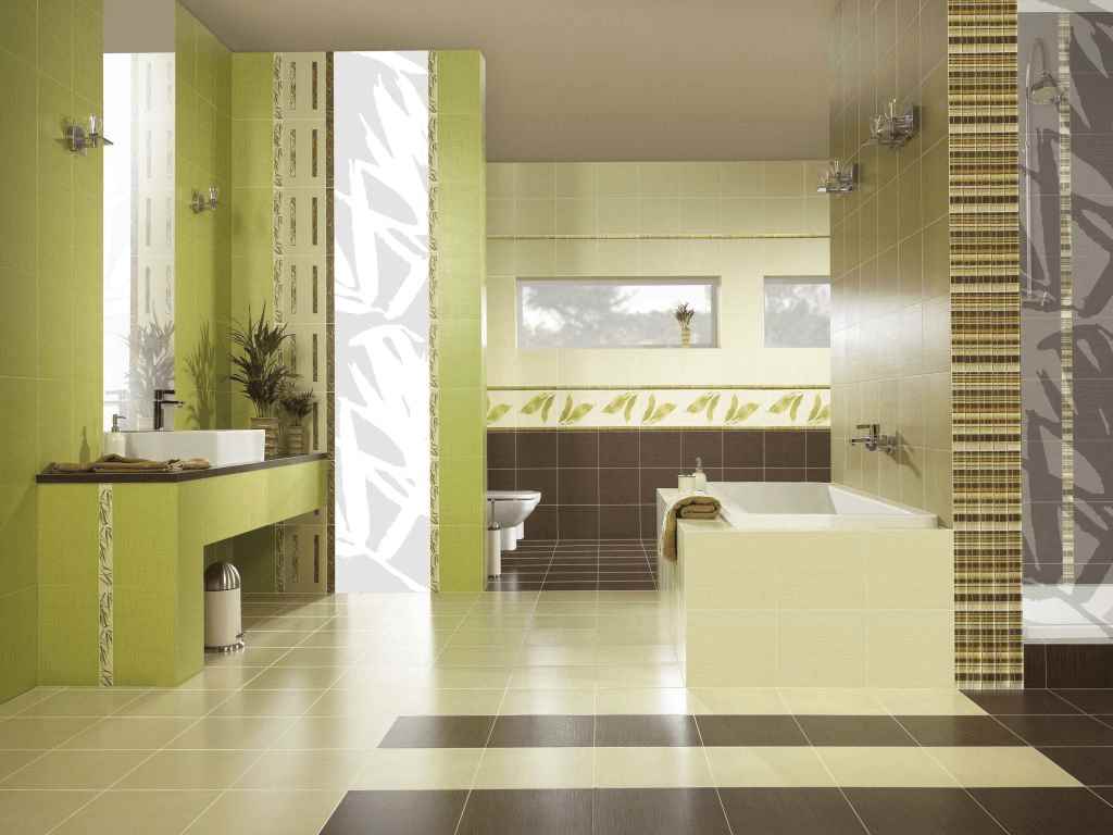 An example of a bright interior tile laying in the bathroom