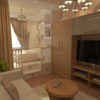 An example of a beautiful design of a living room bedroom picture
