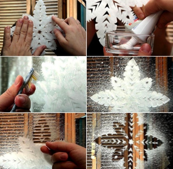 drawing on the windows with toothpaste