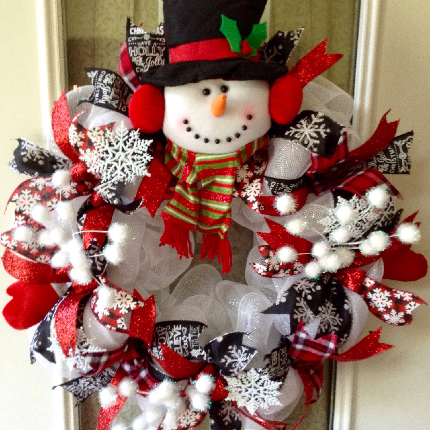 christmas wreath snowman