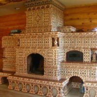 An example of using a beautiful Russian stove in a modern photo decor