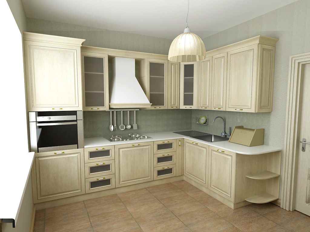 variant of a beautiful design of a kitchen of 12 sq.m
