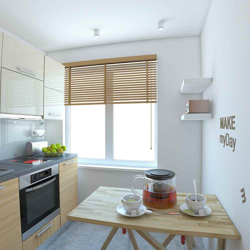variant of a beautiful kitchen interior 7 sq.m