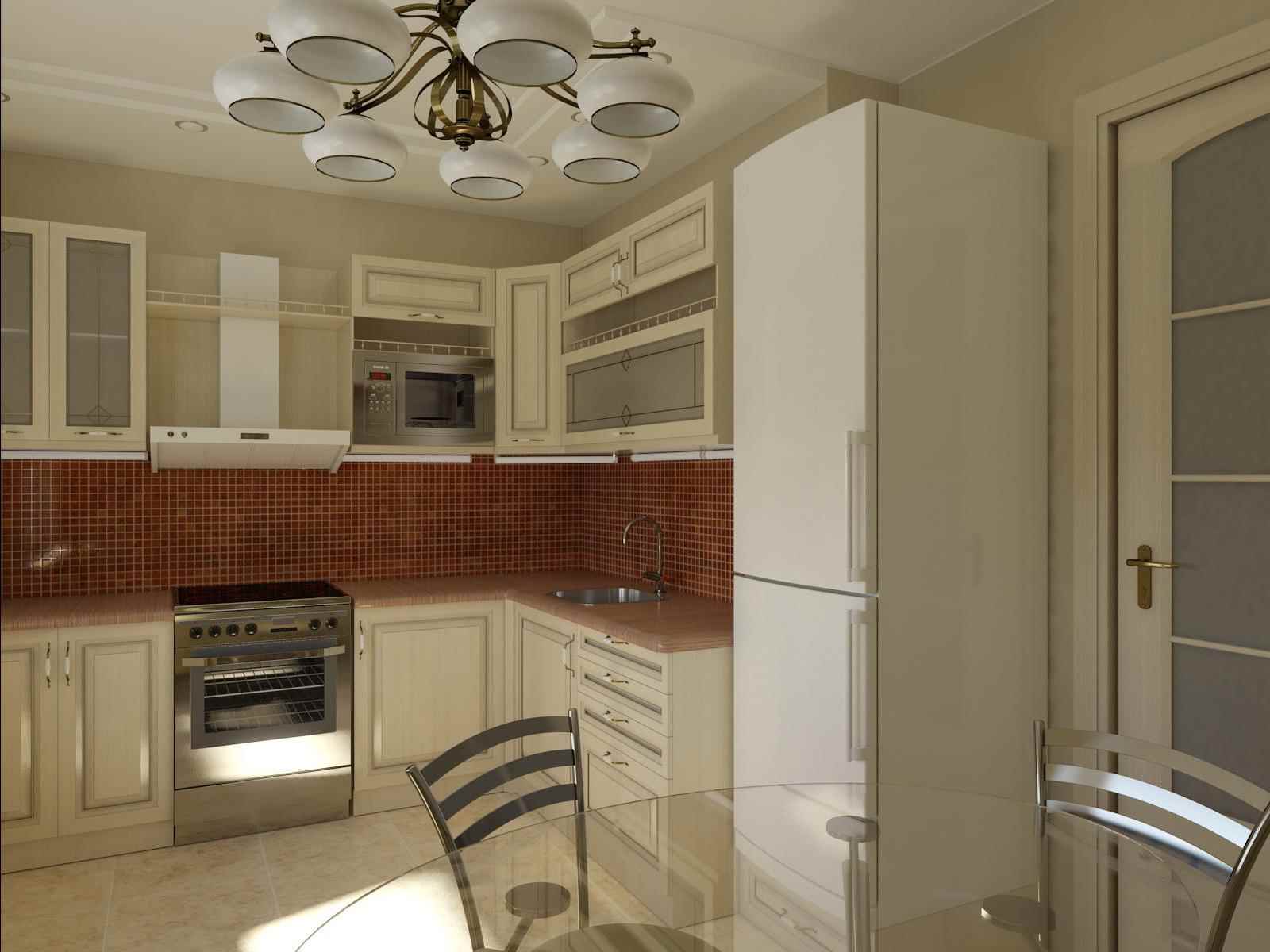 an example of a bright kitchen interior of 12 sq.m