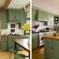 version of the bright design of the kitchen in a wooden house photo