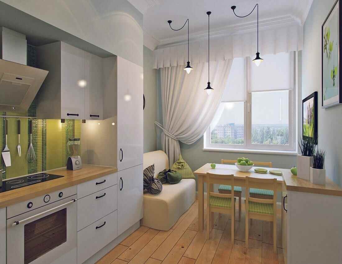 variant of the bright interior of the kitchen 11 sq.m