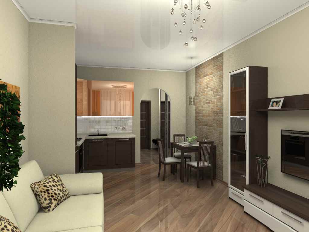 The idea of ​​a light studio apartment decor of 26 square meters