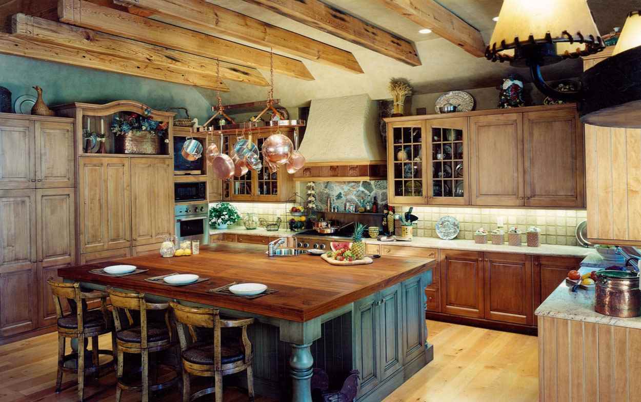 variant of the unusual interior of the kitchen in a rustic style