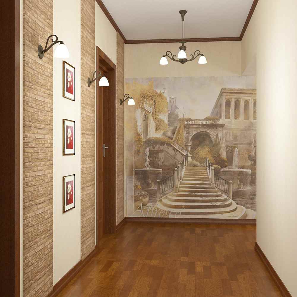 the idea of ​​an unusual decor of the hallway in a private house