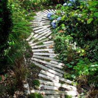 the idea of ​​using bright garden paths in landscaping picture