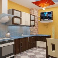 An example of an unusual kitchen design 13 sq. m picture