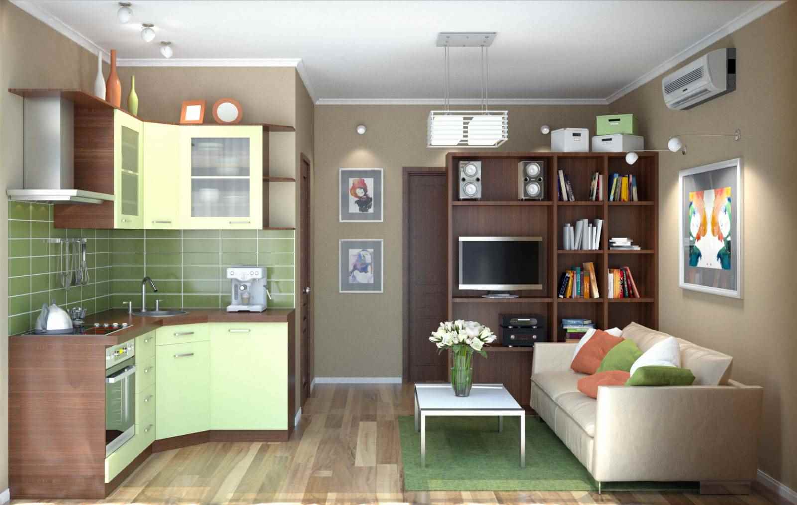 variant of the unusual design of a studio apartment of 26 square meters