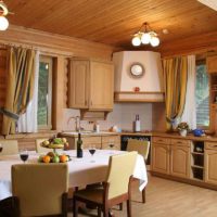 an example of a beautiful kitchen decor in a wooden house picture