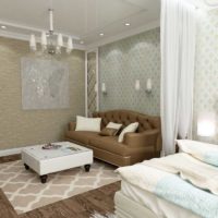 the idea of ​​a bright style living room bedroom picture