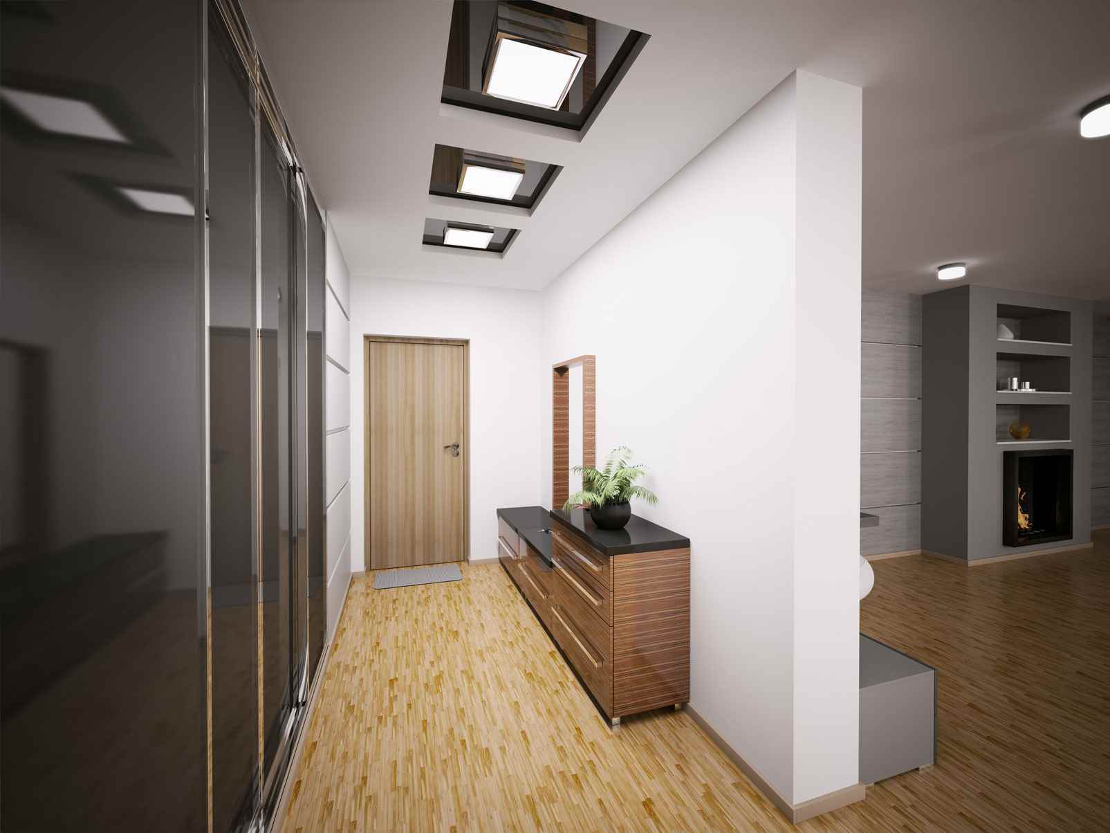 an example of a light style of a small hallway