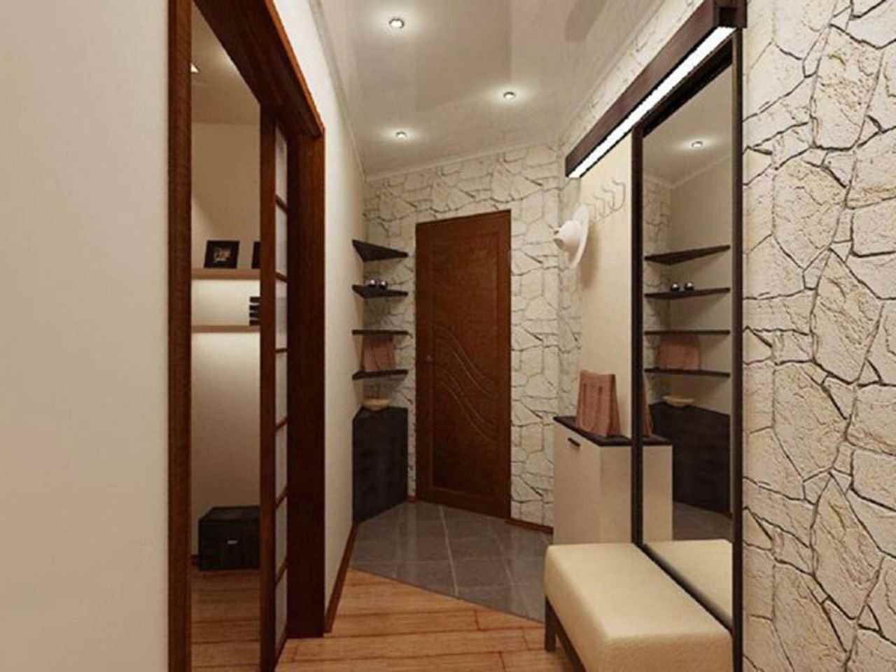idea of ​​unusual design of a small hallway