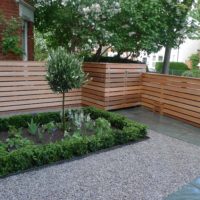 The idea of ​​a light design of the front garden at the cottage photo