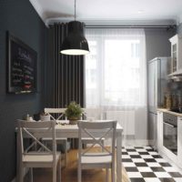 variant of the unusual design of the kitchen 11 sq.m photo