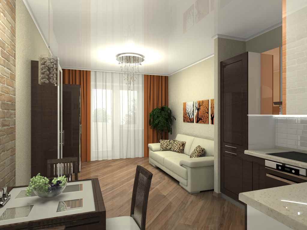 the idea of ​​a bright interior studio apartment 26 square meters