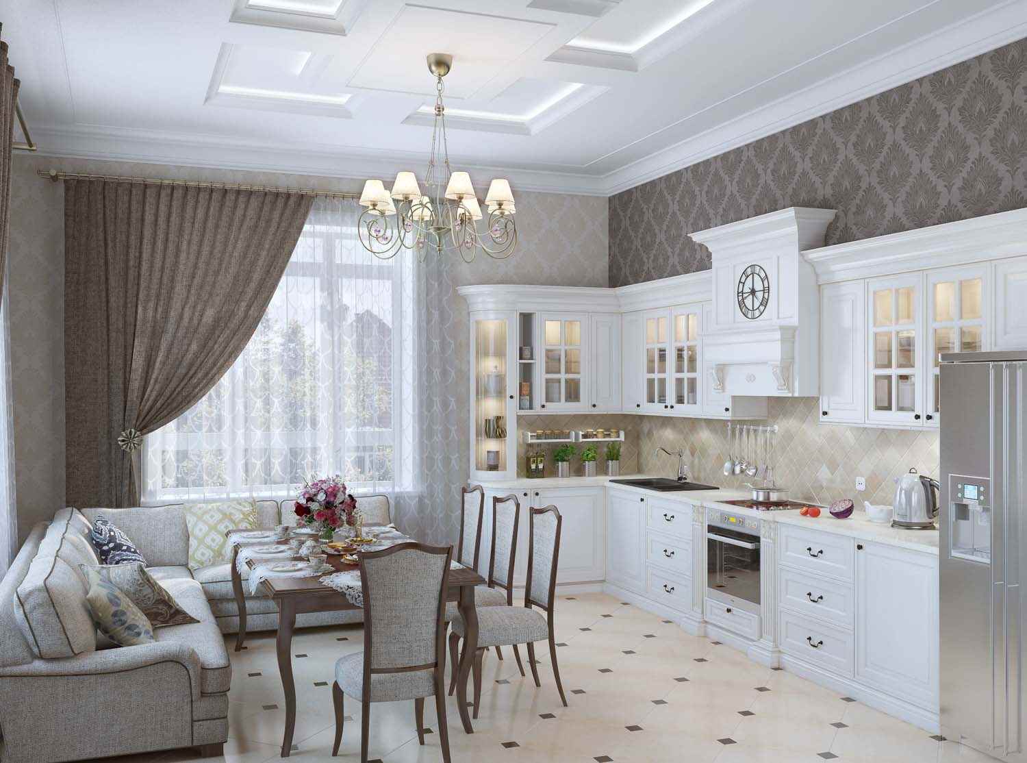 the idea of ​​a bright style kitchen in a country house