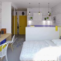 An example of a bright studio apartment decor 26 square meters picture