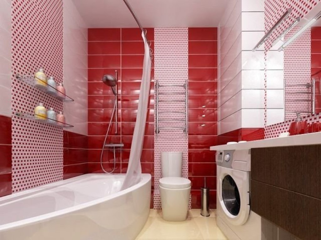 carreaux de salle de bain rouge