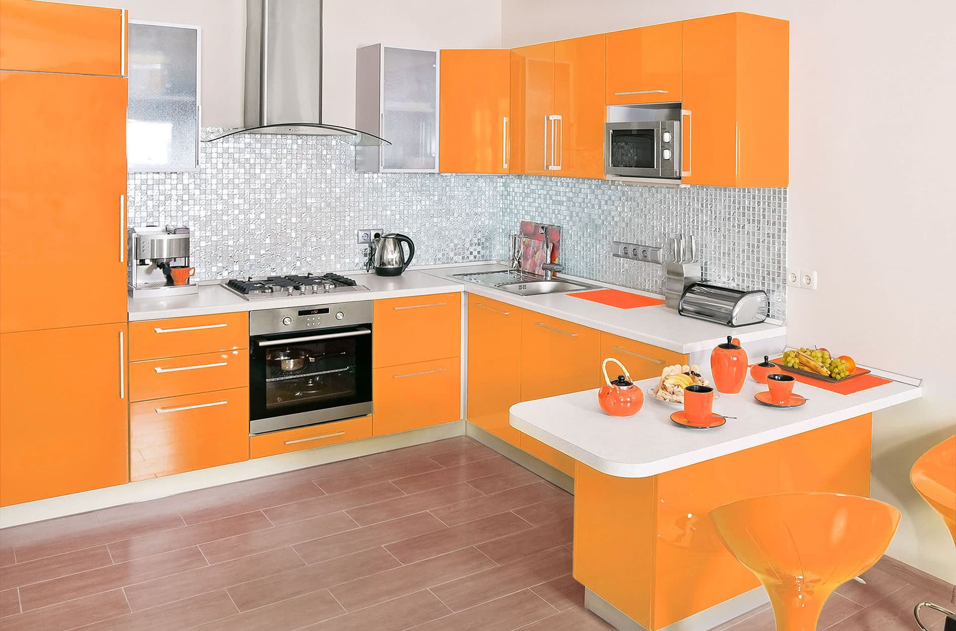 orange kitchen set