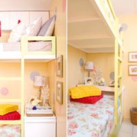 design of a small children's room a bed in the tone of the walls