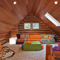 attic design in the house wood trim