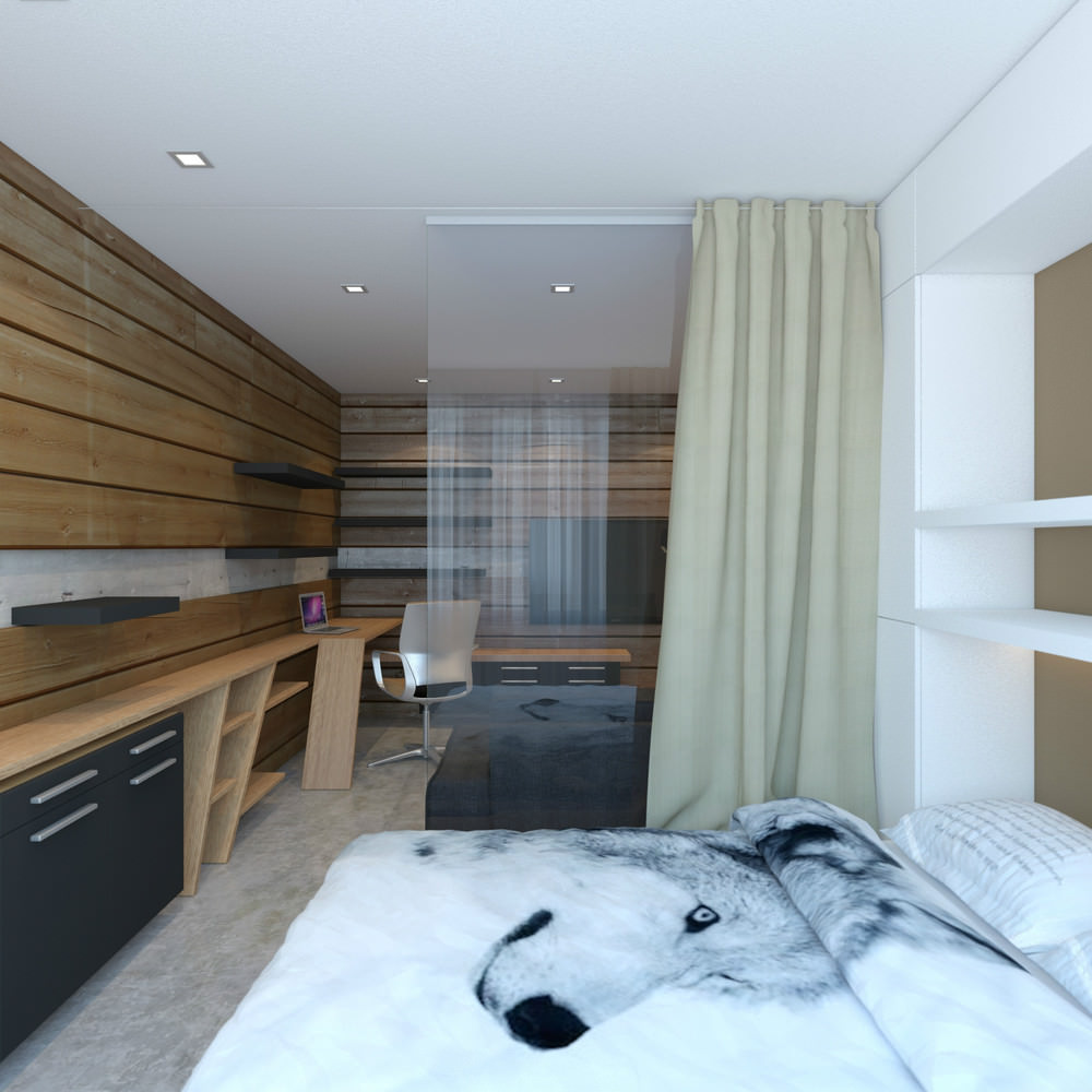 design of a studio apartment 33 m2