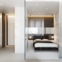 design of a studio apartment of 45 sq m with a bedroom