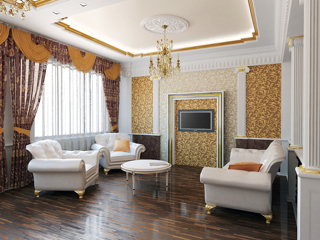 conception de plafond de salon classique