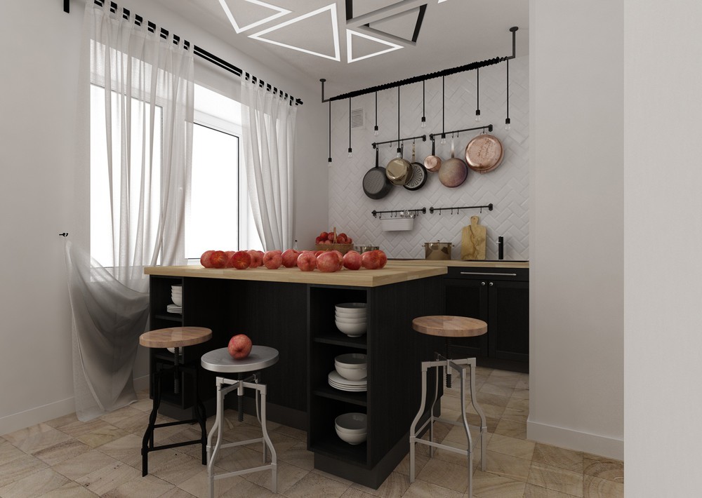 kitchen in an apartment of 30 square meters