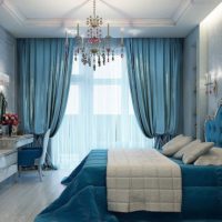 small bedroom design blue curtains