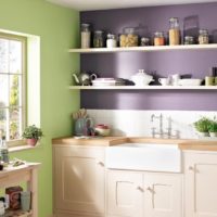 pistachio and purple colors in the kitchen