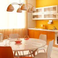 kitchen in orange color photo