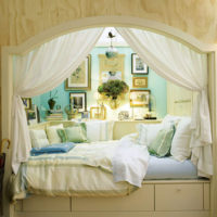 charming bed in niche