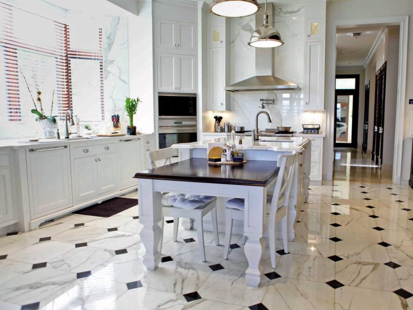 marble tiles in the kitchen