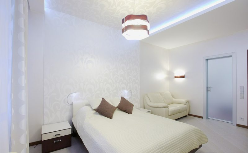bedroom 15 sq m in white colors