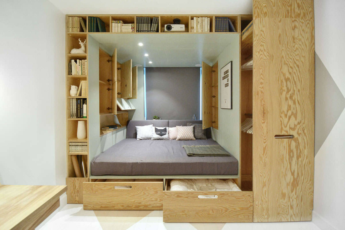 Camera da letto di 11 mq con letto multifunzione
