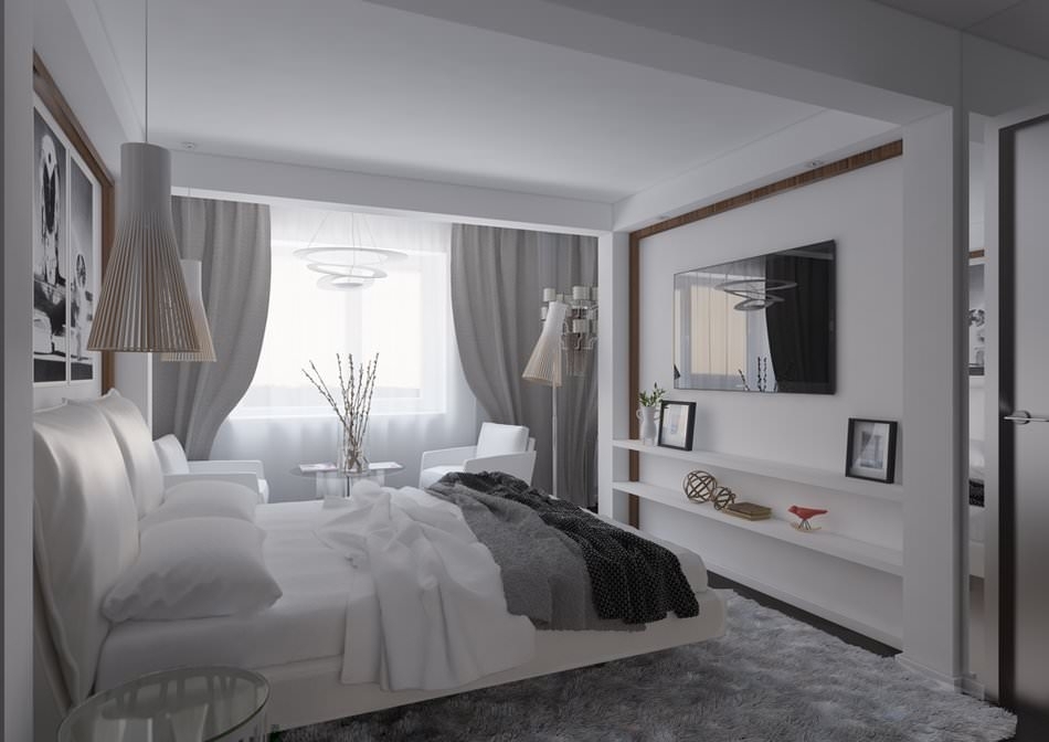 gray white bedroom design