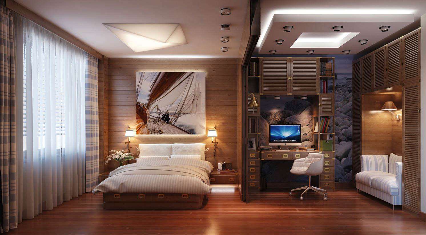 bedroom study with movable partition